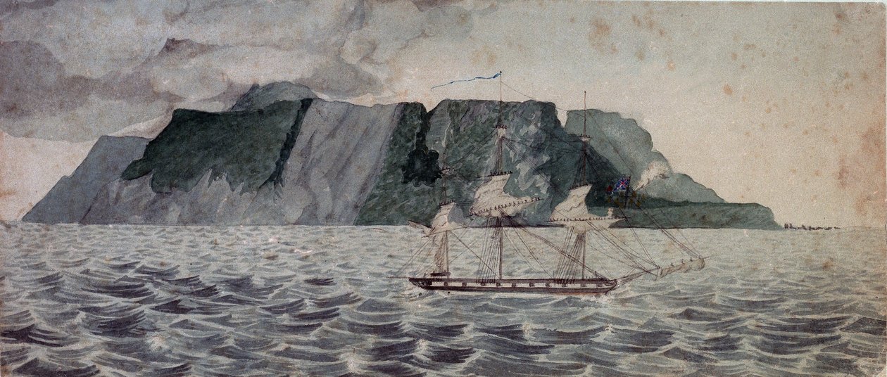 Tristan da Cunha szigete, 1825 körül (akvarell) alkotó: British School