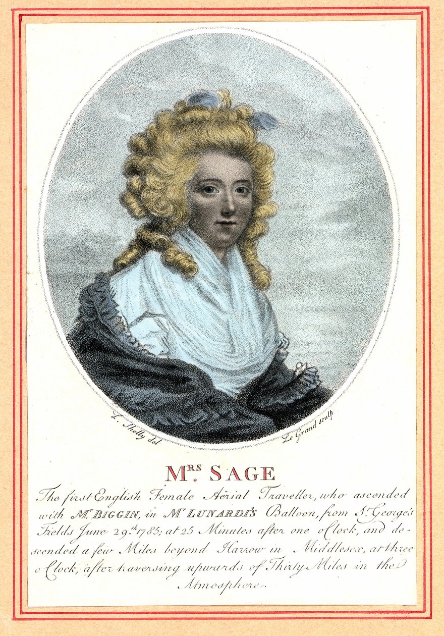 Laetitia Sage, az első angol női aeronauta, 18. század vége. alkotó: British School