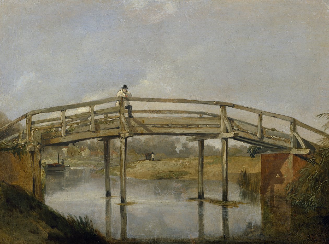 Táj folyóval és híddal, c. 1830 (olaj, vászon) alkotó: British School