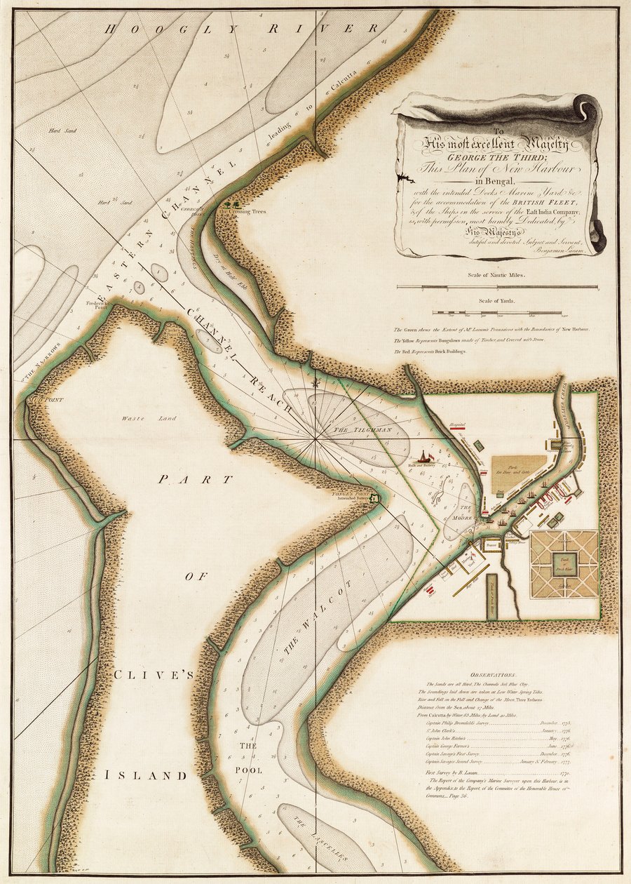 A Hoogly folyó térképe, 1777 körül (metszet) alkotó: British School