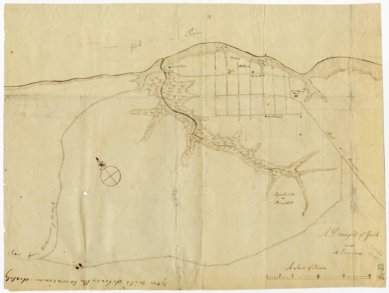 Yorktown térképe, Virginia, 1781. október alkotó: British School