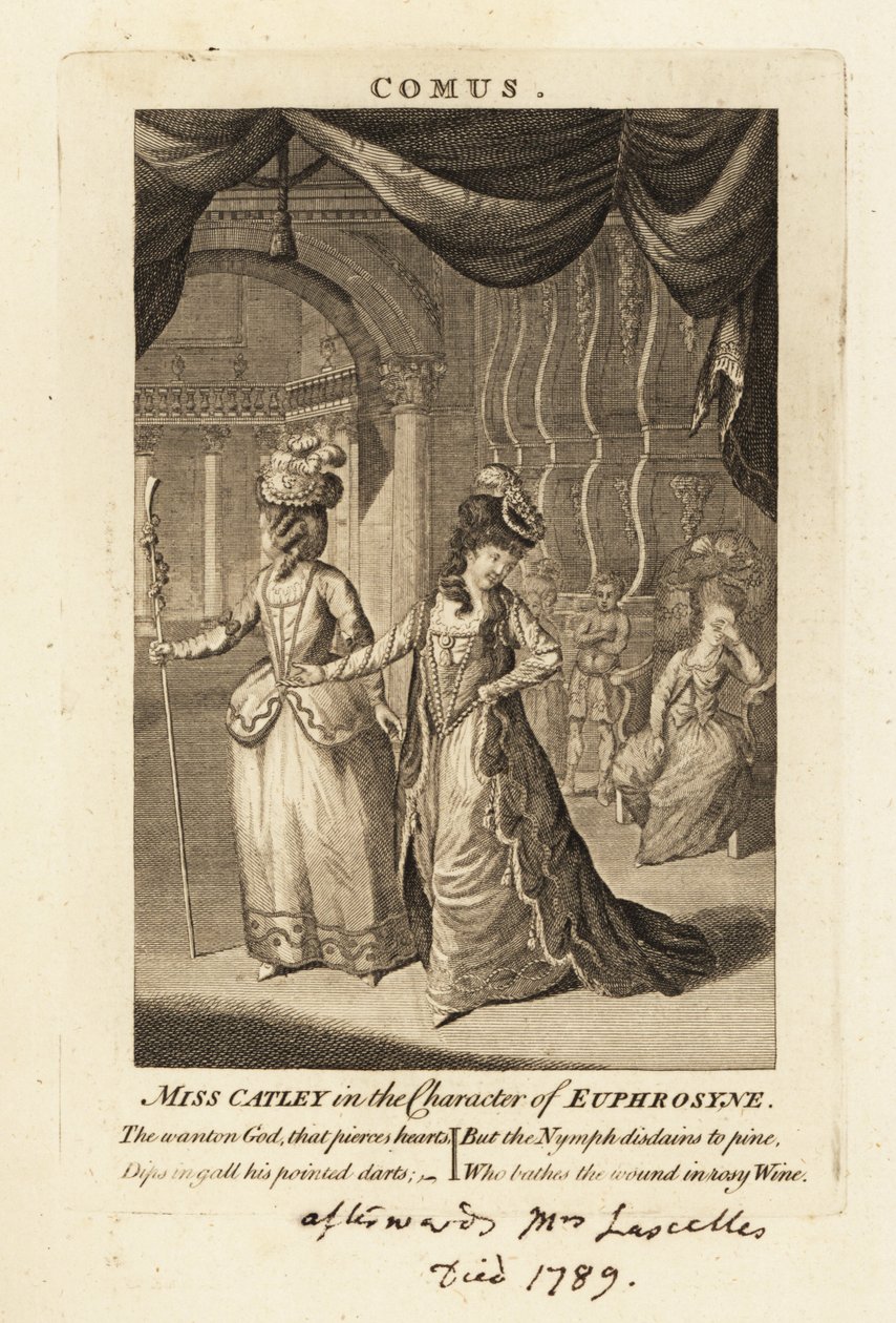 Miss Ann Catley Euphrosyne karakterében John Milton Comus című művében alkotó: British School