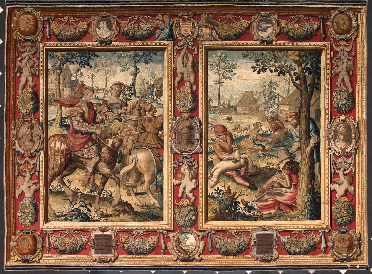 Május és június hónap: "Mortlake-i manufaktúrák gobelinje. XVII. század Genes, Musei di Strada Nuova alkotó: British School