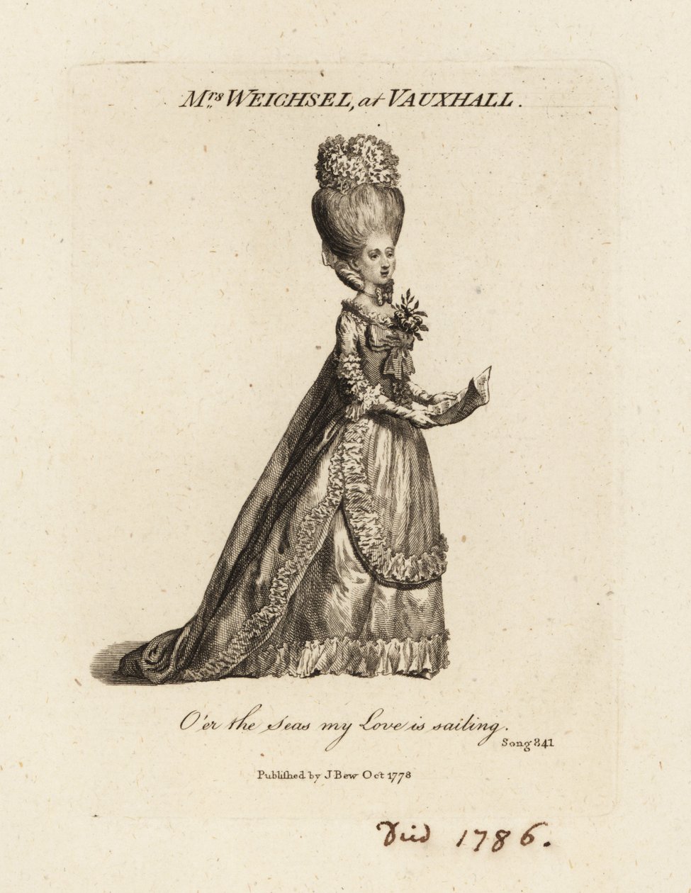 Frederica Weichsel asszony énekel a Vauxhall Pleasure Gardensben, 18. század vége alkotó: British School