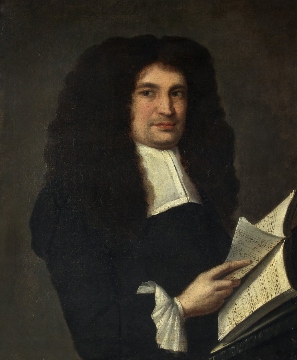 Zenéskönyves férfi portréja, 1700 körül (olaj, vászon) alkotó: British School