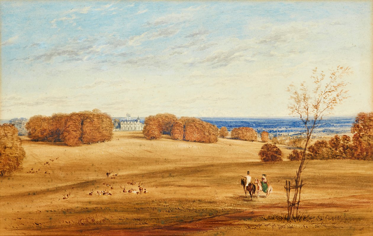 Prospect of Horsley Towers, Surrey (toll, tinta és akvarell) alkotó: British School