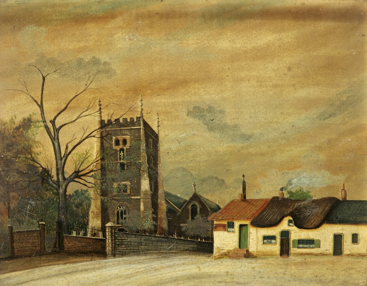A St. Woolos templom és az Old Six Bells Inn alkotó: British School