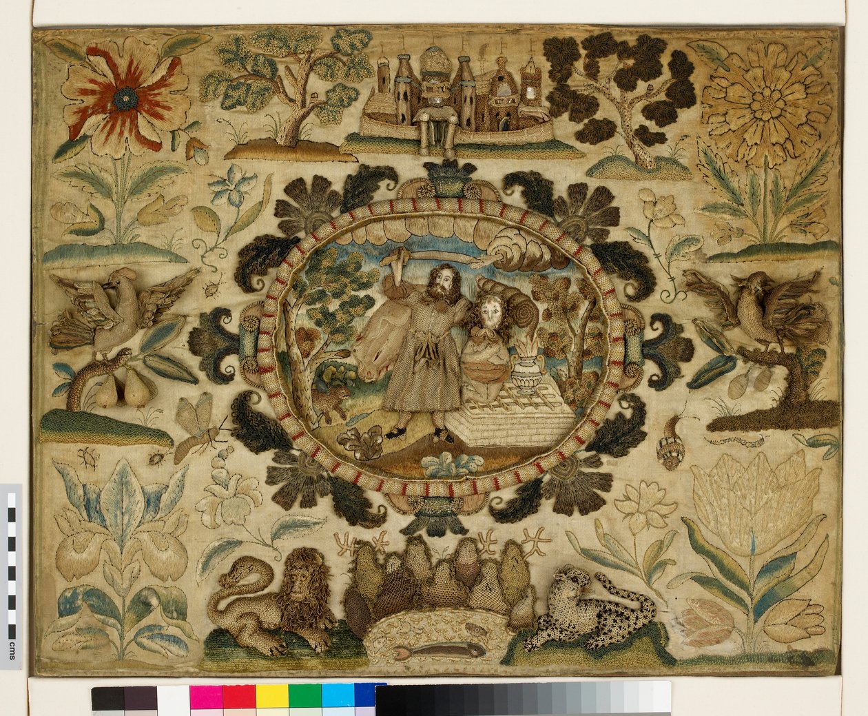 Textilpanel Izsák áldozatával alkotó: British School