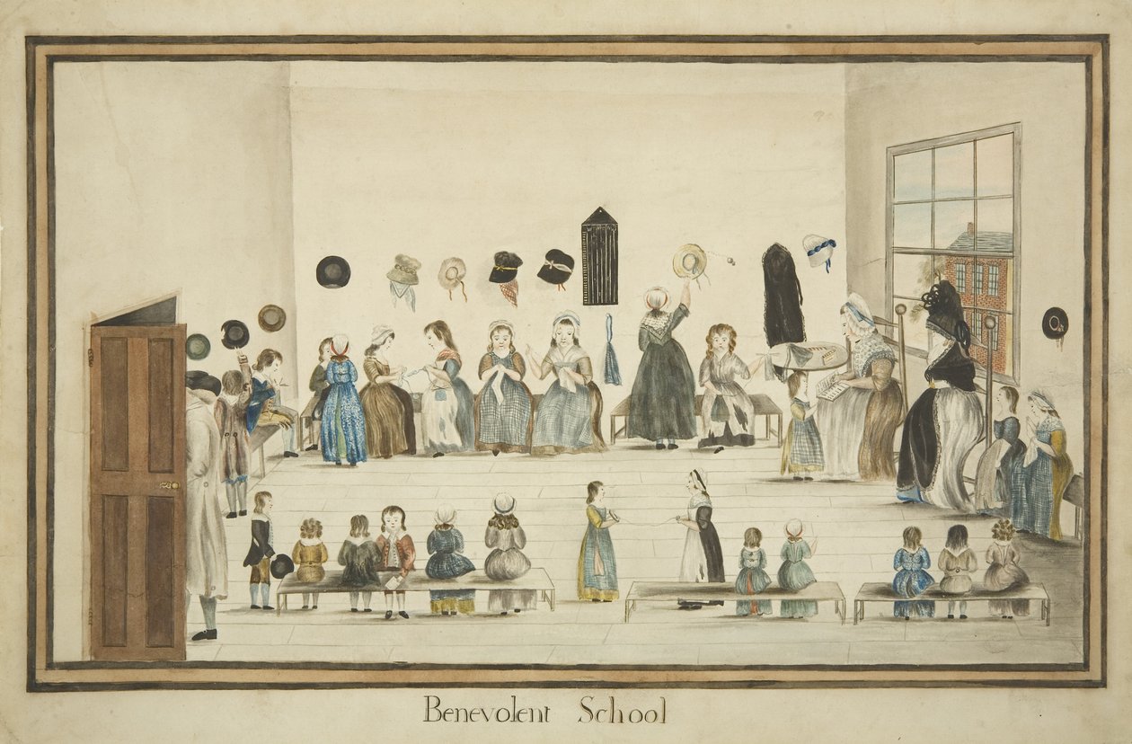 The Benevolent School, 1795 körül (akvarell és tus papíron) alkotó: British School