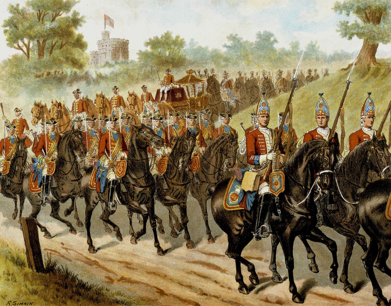 A királyi kísérő (II. György) 1742-ben – a „Harper