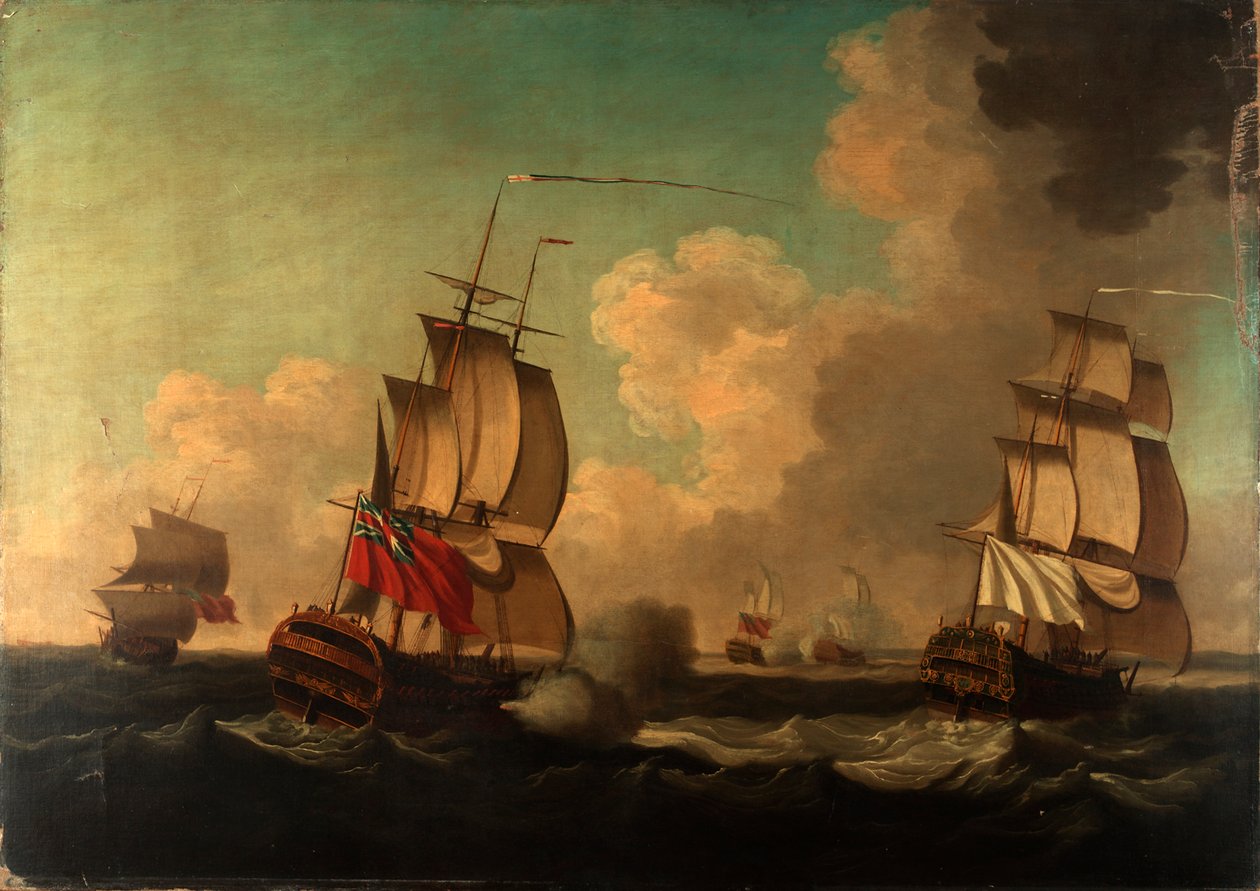 Az "Alcide" és a "Lys" elfogása, 1755. június 8. alkotó: British School