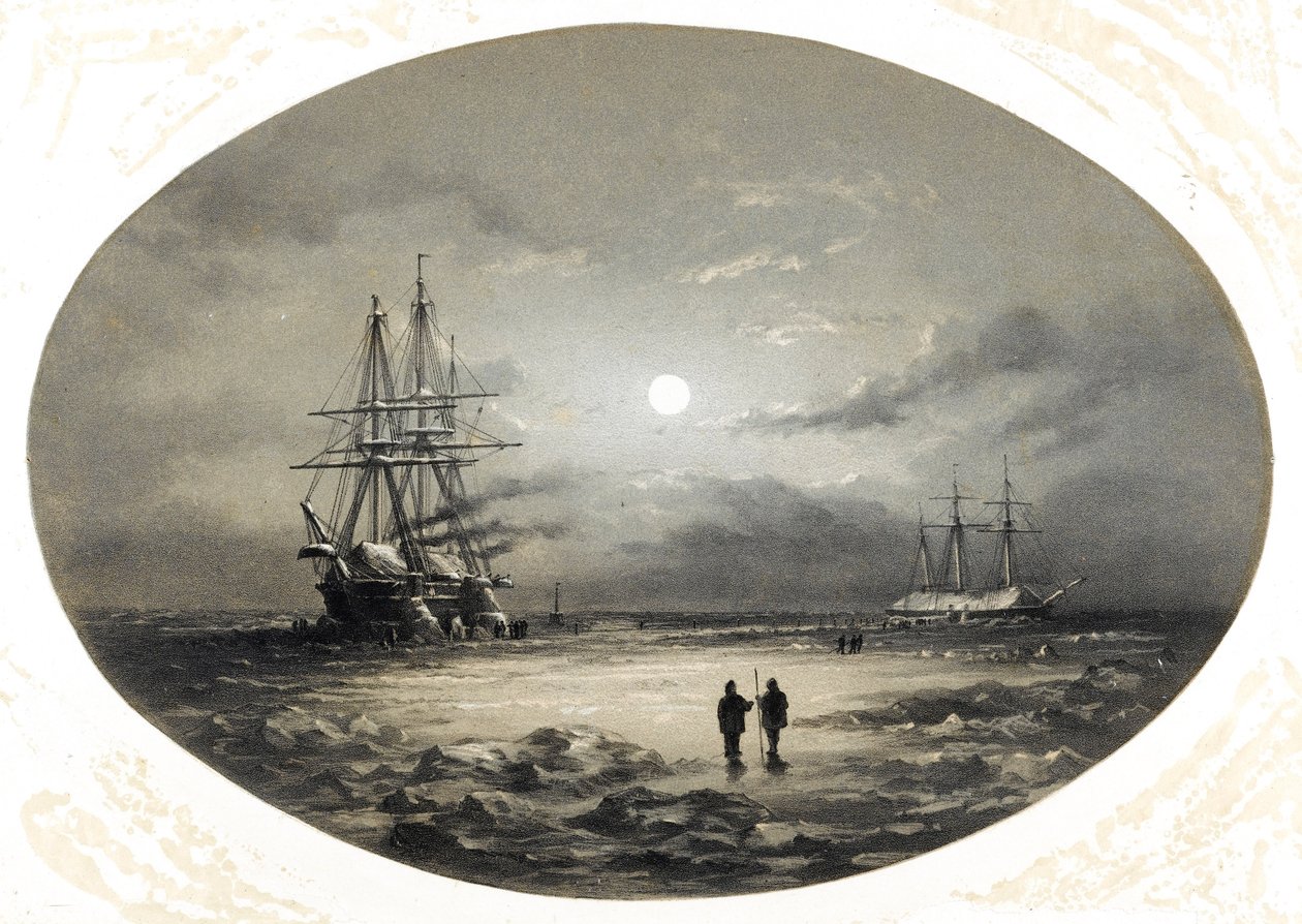 A HMS "Resolute" és az "Intrepid" helyzete a Jeges-tengeren való megjelenésükkor alkotó: British School