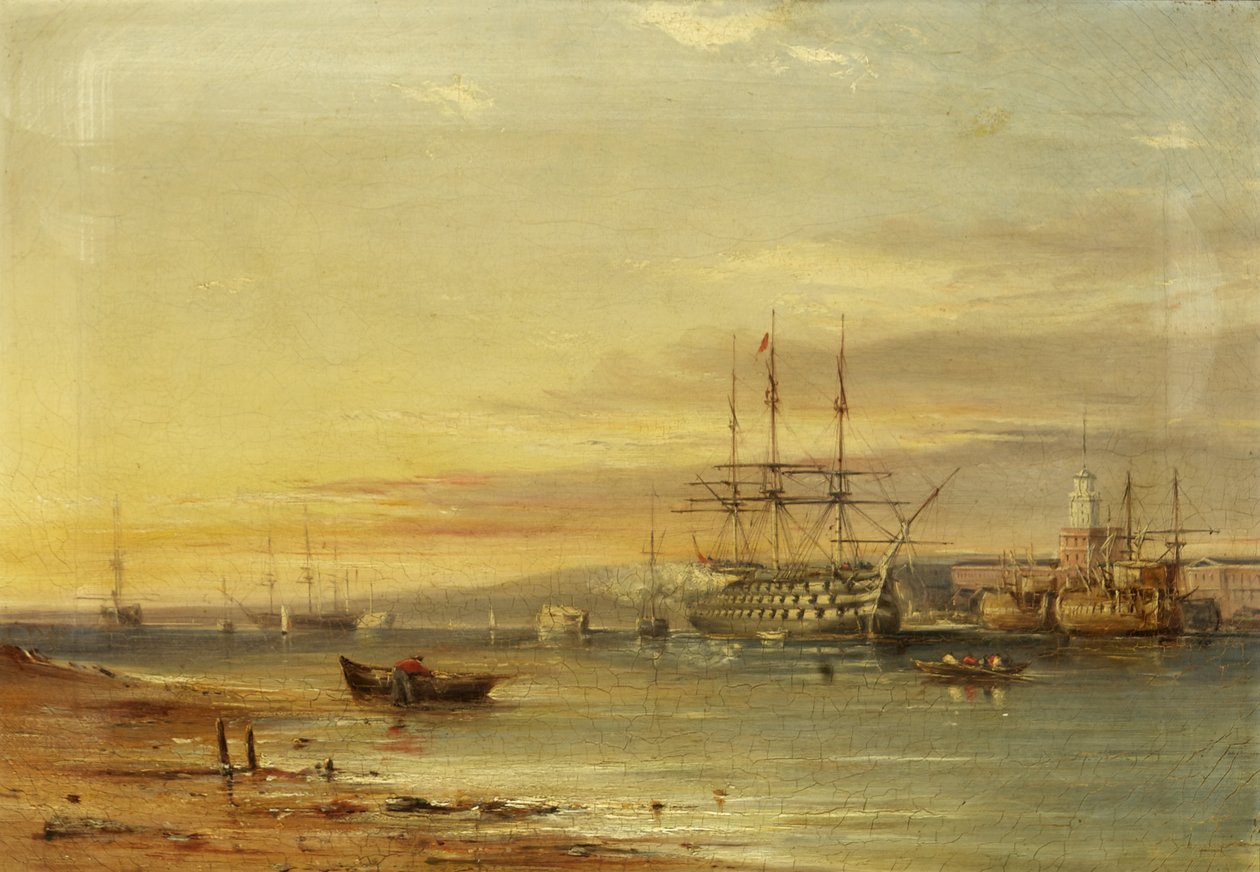 Portsmouth kikötőjének képe, H.M.S. 