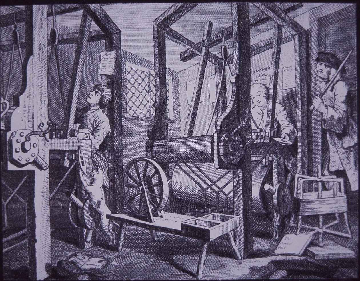 Szövés a londoni Spitalfieldsben (metszet) alkotó: British School