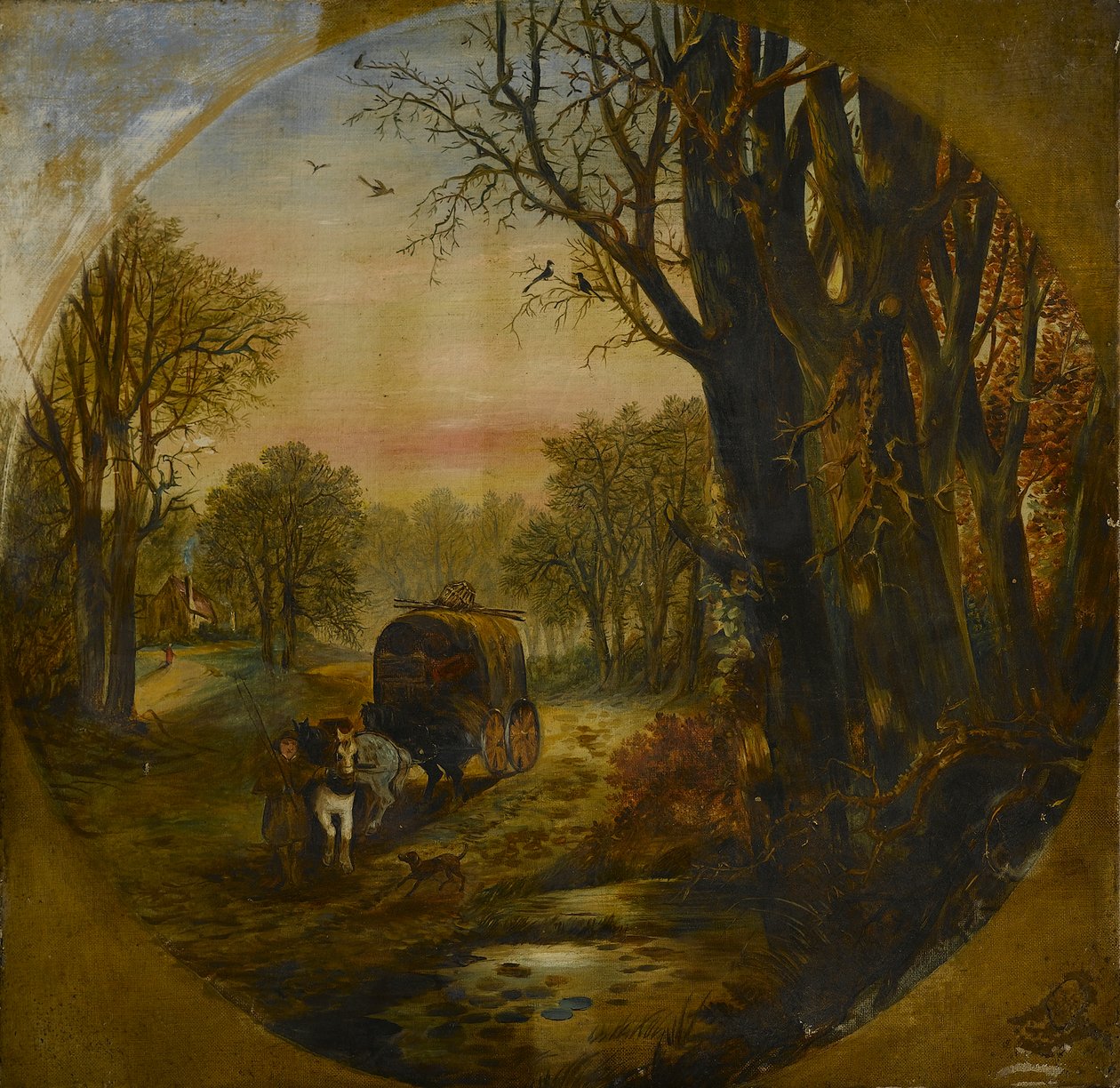 Erdős táj vagonnal, 19. század közepe (olaj, vászon) alkotó: British School