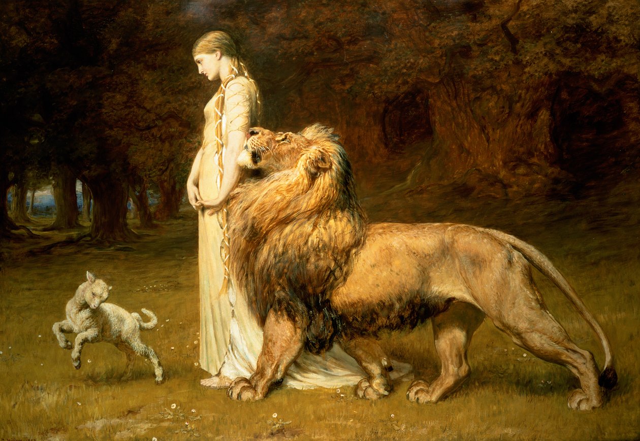 Una és az oroszlán, Spenser Tündérkirálynőjéből, 1880 alkotó: Briton Riviere