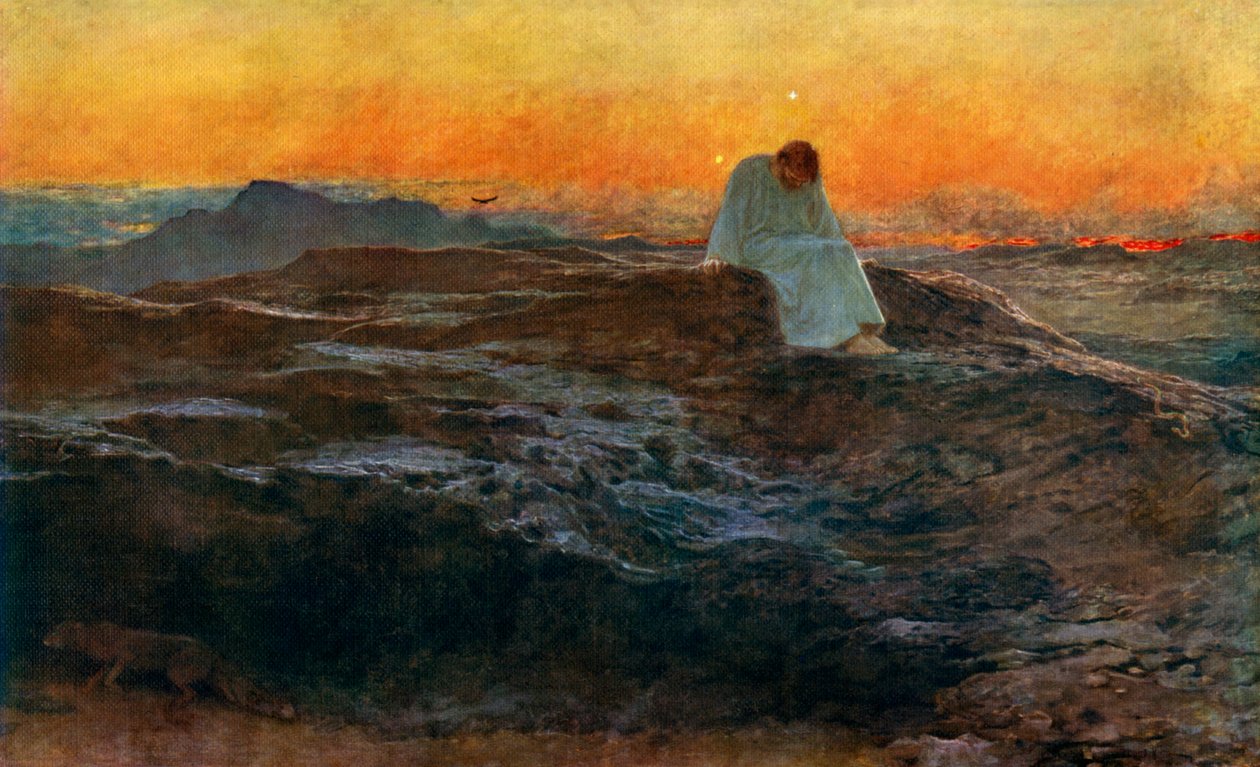 Krisztus a vadonban, 1898, 1912. alkotó: Briton Riviere