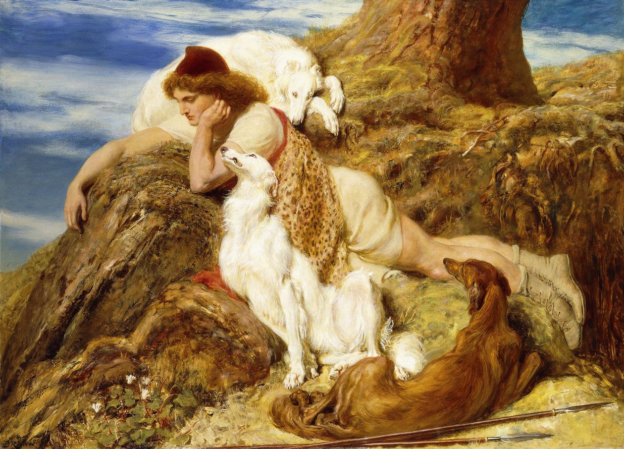 Endymion "Ah! jó napot, miért tűnjön el fiatal Endymionunk" - Keats, alkotó: Briton Riviere