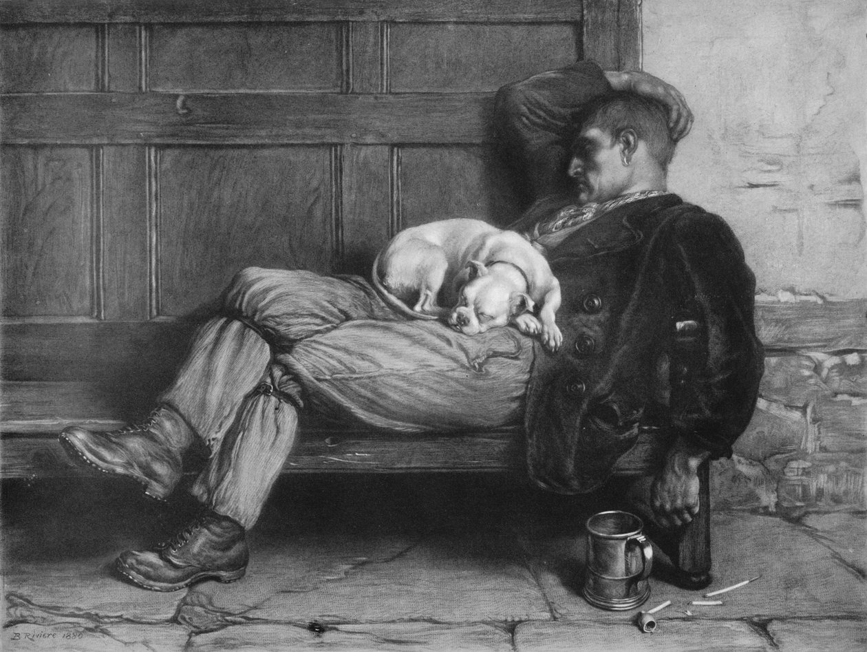 Hazudjanak az alvó kutyák!, 1880, 1912 alkotó: Briton Riviere