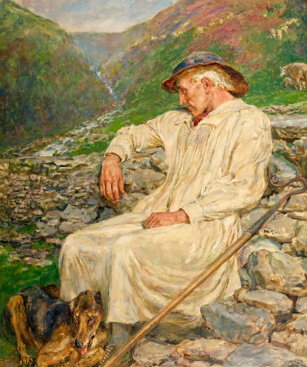 Michael és a befejezetlen juhakol, olaj, vászon 1920 alkotó: Briton Riviere
