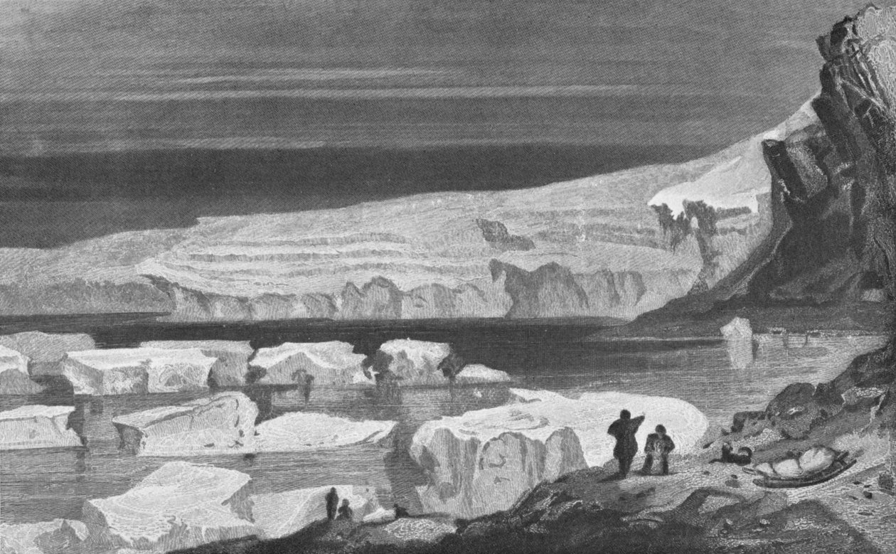 "The Great Humboldt-gleccser, Peabody-öböl", 1855, 1928 alkotó: Briton Riviere