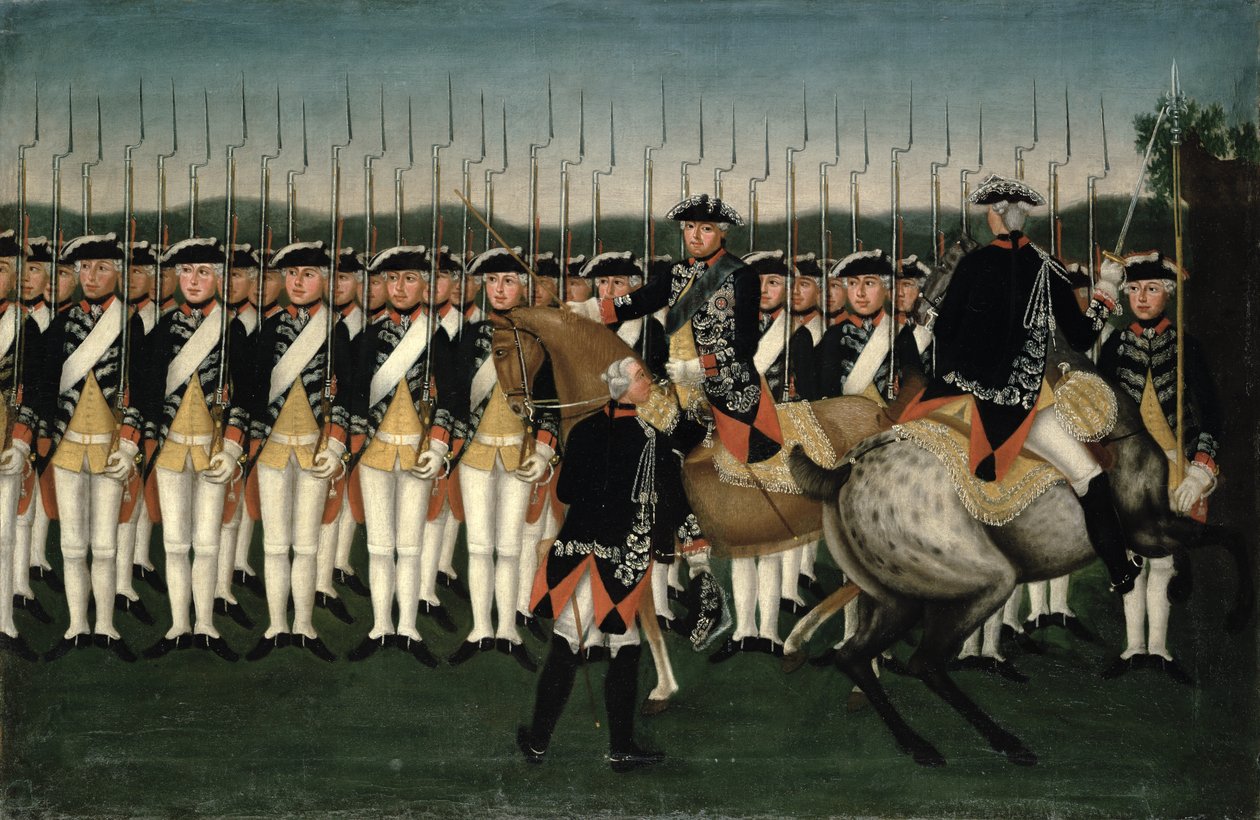 II. Friedrich (1712-86) a hesseni őrezreddel alkotó: Brock