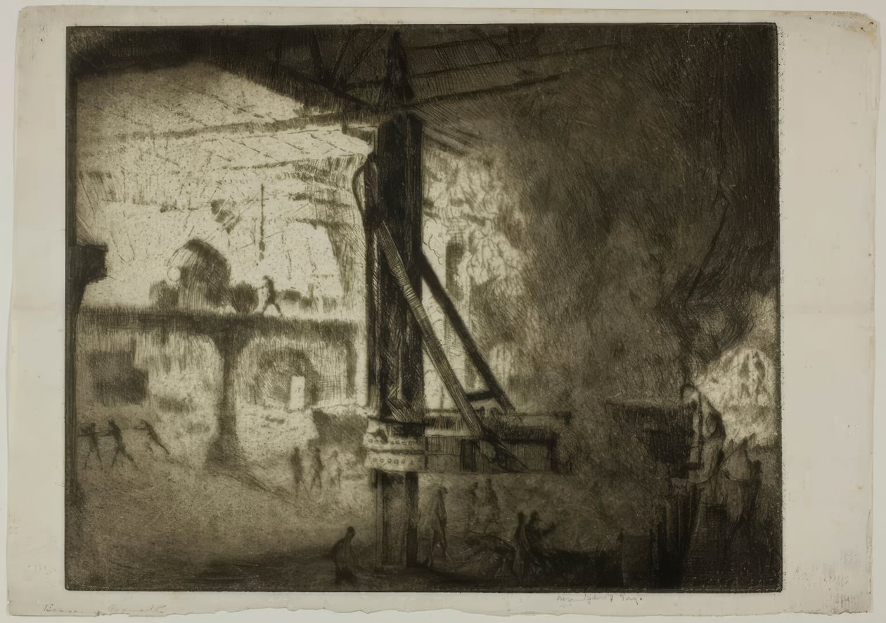 Chicago – Bessemer-konverterek, Illinois Steel Co. alkotó: Bror Julius Olsson Nordfeldt