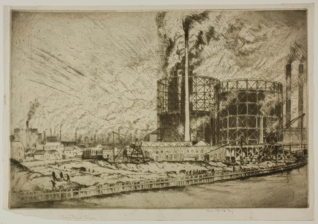 Chicago – Gas Tank Town, 29. utca és folyó alkotó: Bror Julius Olsson Nordfeldt