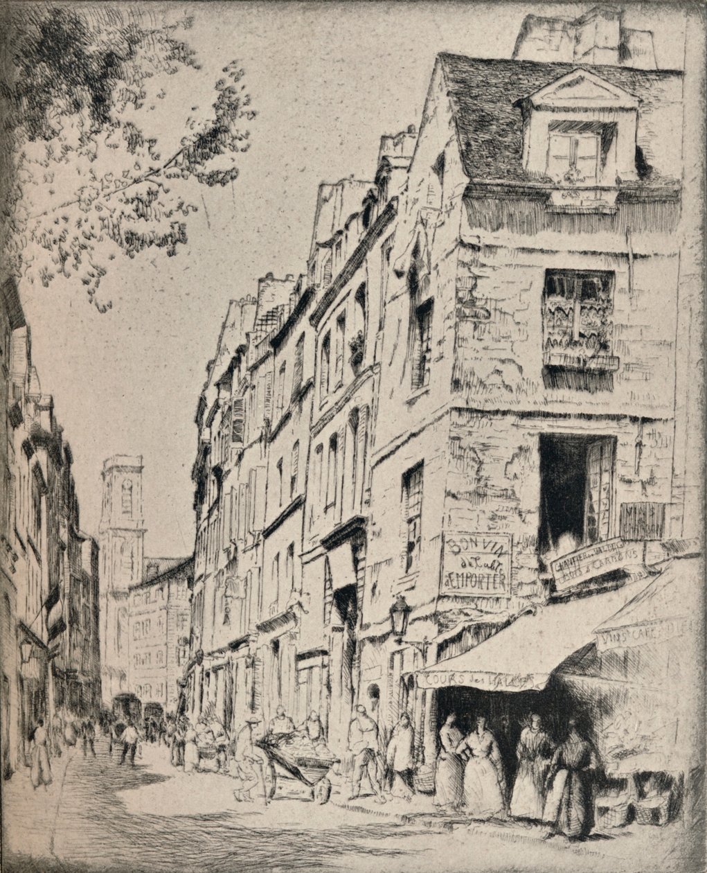 Halles udvara, Rue St Jacques, 1915 alkotó: Bror Julius Olsson Nordfeldt