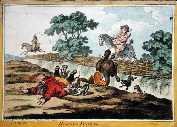 Hounds Finding, James Gillray (1756-1815) metszetében, Hannah Humphrey adta ki 1800-ban (kézzel színezett rézkarc) (lásd még: 191237) alkotó: Brownlow (after) North