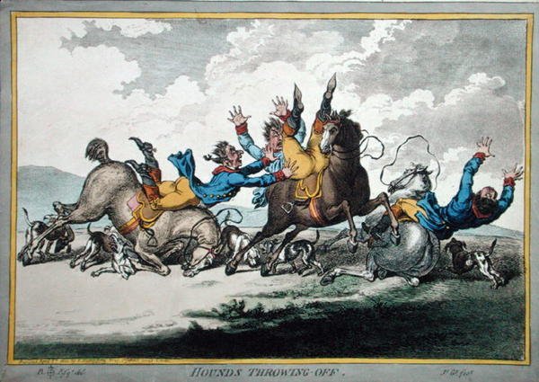 Hounds Throwing Off, James Gillray (1756-1815) metszetében, Hannah Humphrey adta ki 1800-ban (kézzel színezett rézkarc) (lásd még: 191238) alkotó: Brownlow (after) North