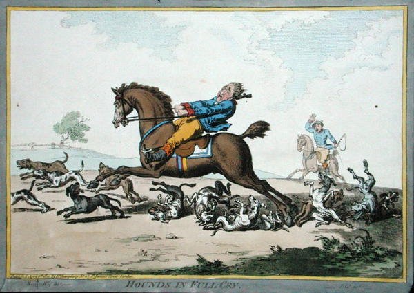 Hounds in Full Cry, metszett: James Gillray (1757-1815) Hannah Humphrey adta ki 1800-ban (kézzel színezett rézkarc) alkotó: Brownlow (after) North