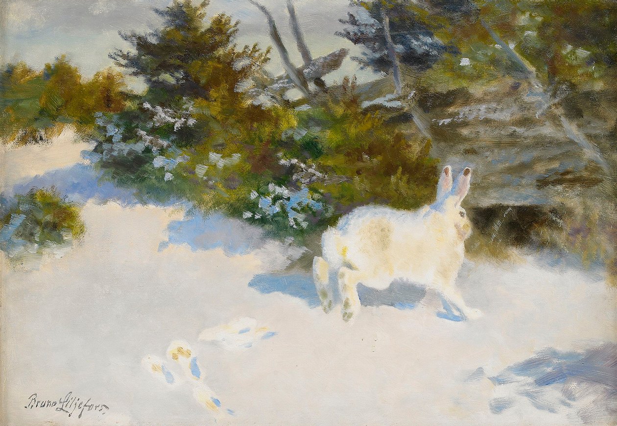 Nyúl a téli tájon Angol: Hare in winter landscape alkotó: Bruno Andreas Liljefors