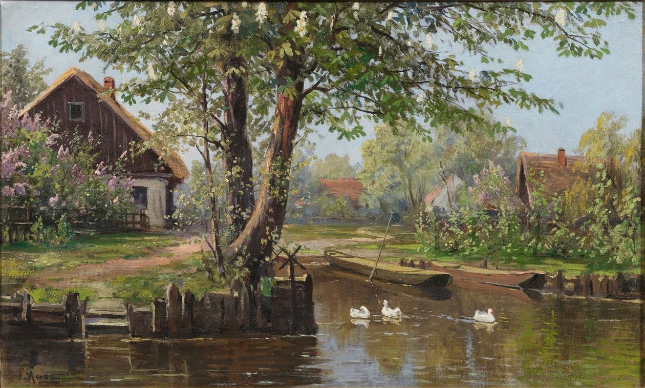 Tavasz a Spreewald Lehde -ben, Lübbenau közelében alkotó: Bruno Moras