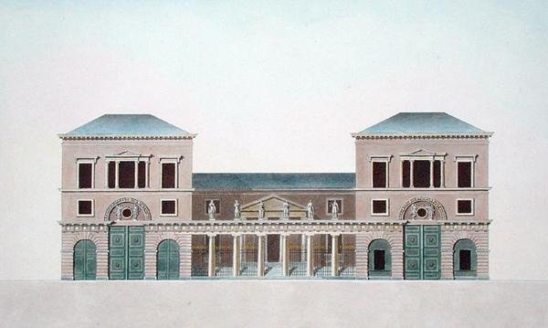 Szőnyeggyár Tournai-ban, Pierre Jacques Goetghebuer "Choix des Monuments, Edifices et Maisons les plus remarquables du Royaume des Pays-Bas" című művéből, a szerző metszete, 1827-ben jelent meg (aquatinta). alkotó: Bruno (after) Renard