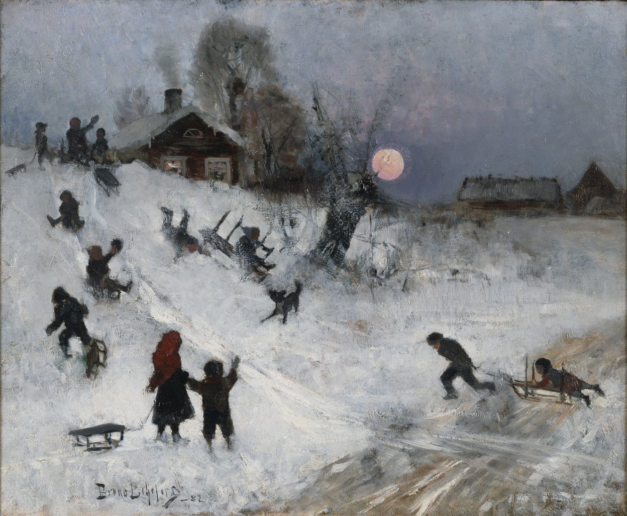 Szánkózás, 1882 alkotó: Bruno Andreas Liljefors