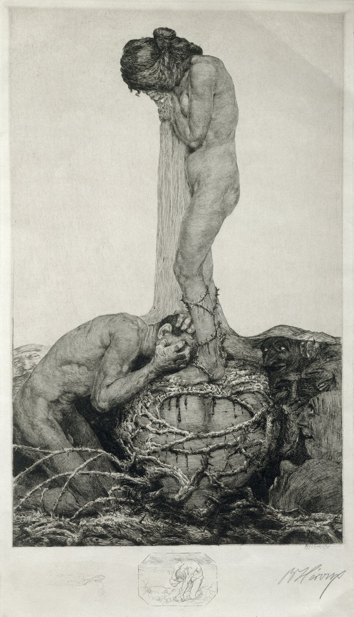 Gyász, 1916 (Remarque proof rézkarc papíron) alkotó: Bruno Heroux
