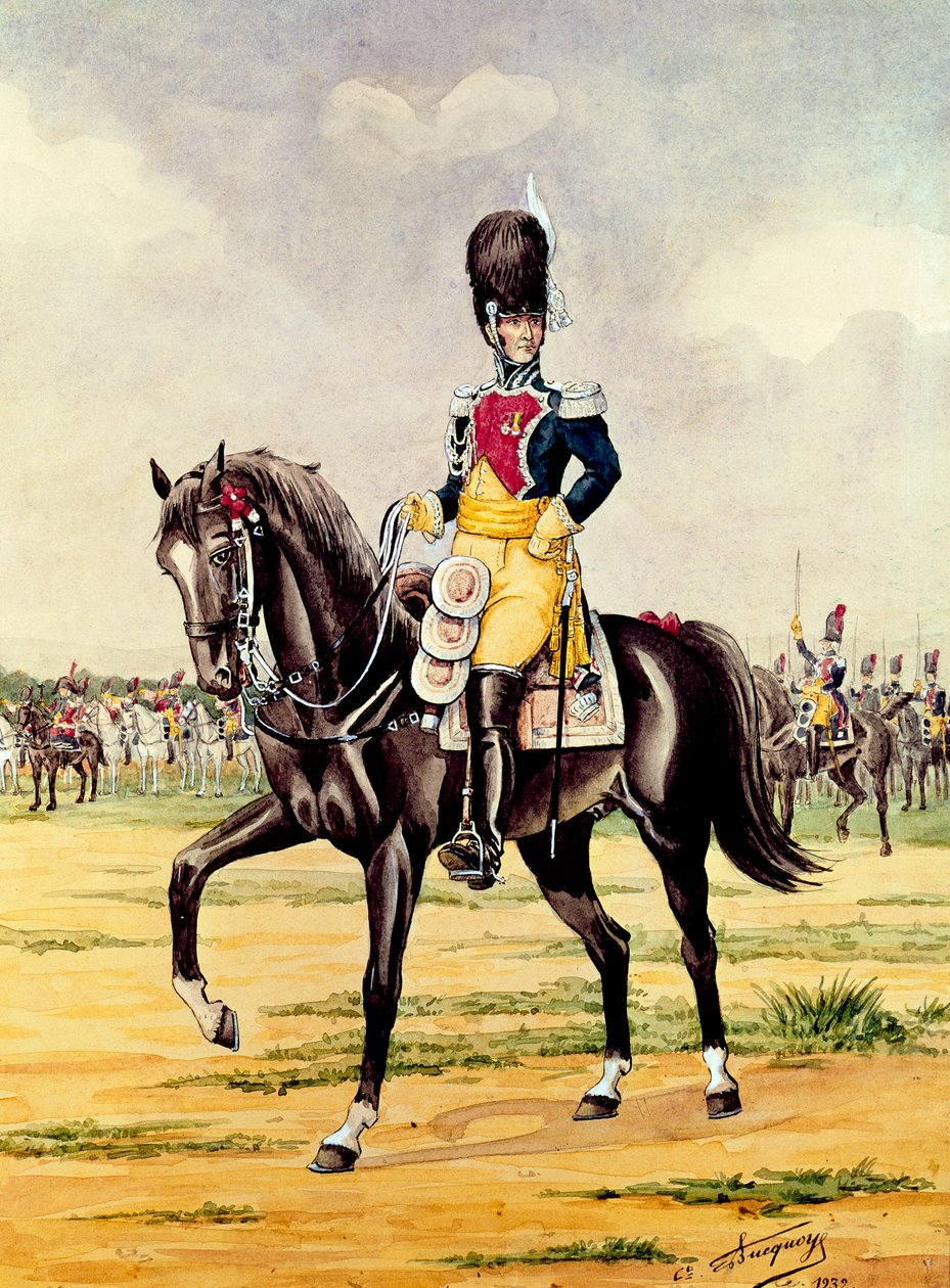 Anne Savary, Rovigo hercege, A csendőrcsapatok felülvizsgálata 1801-ben, 1932 (wc, papír) alkotó: Bucquoy