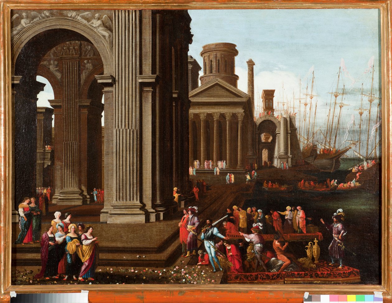 Szent Orsolya, breton keresztény hercegnő beszállása zarándoklatra Római Szent Cirákussal Agostino Buonamici dit Tassi festménye (1566-1644) Genes Musei di Strada Nuova (ex Palazzo Rosso) alkotó: Buonamico Agostino Tassi