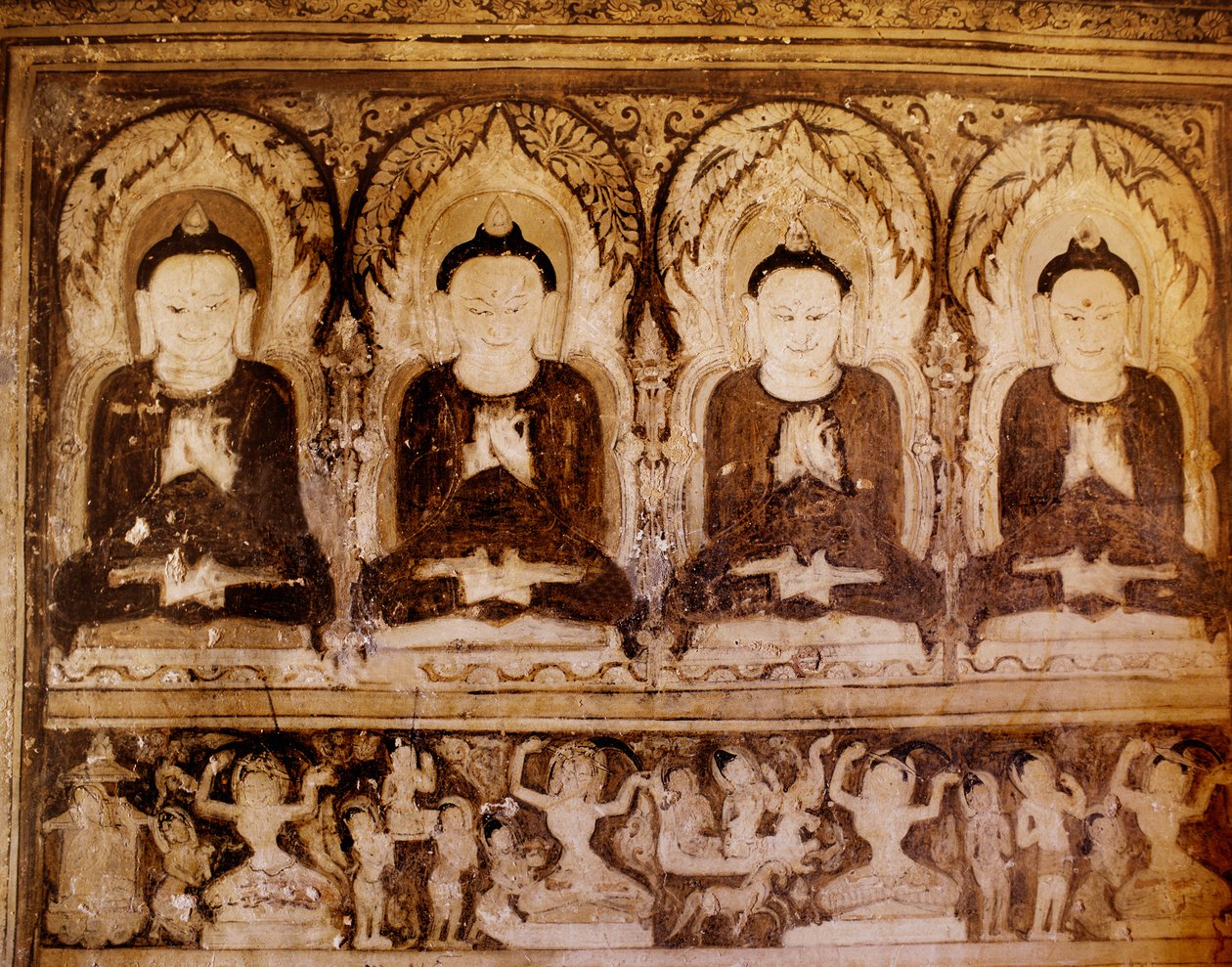 Négy Buddha (falfestmény) alkotó: Burmese School