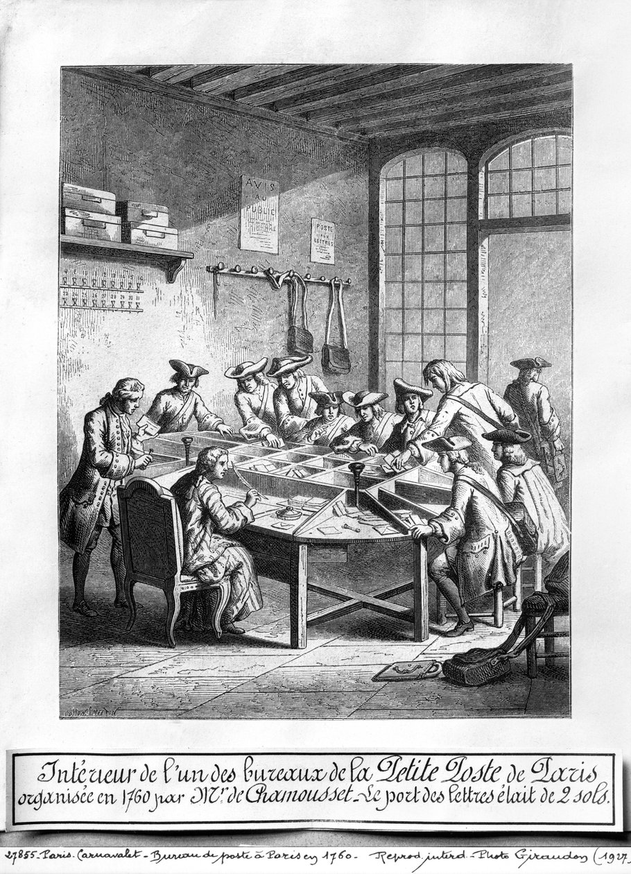 A párizsi kisposta belseje 1760-ban alkotó: Burn Smeeton