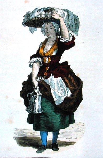 Krémeladó 1774-ben (színes gravírozás) alkotó: Burn (fl.1840 60) Smeeton