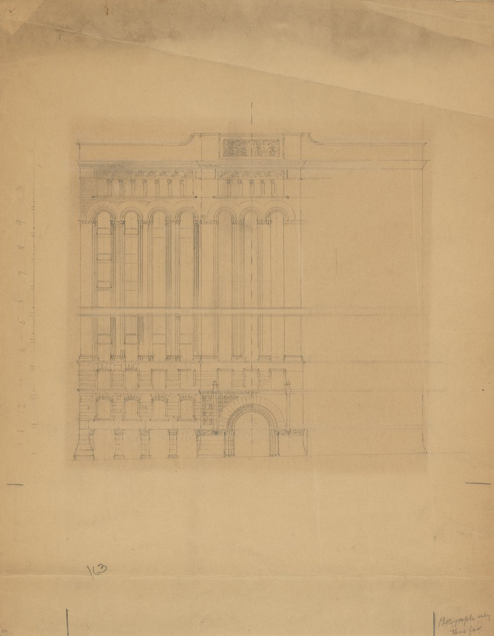 Mills Building, San Francisco, California, Tervezési vázlat alkotó: Burnham and Root