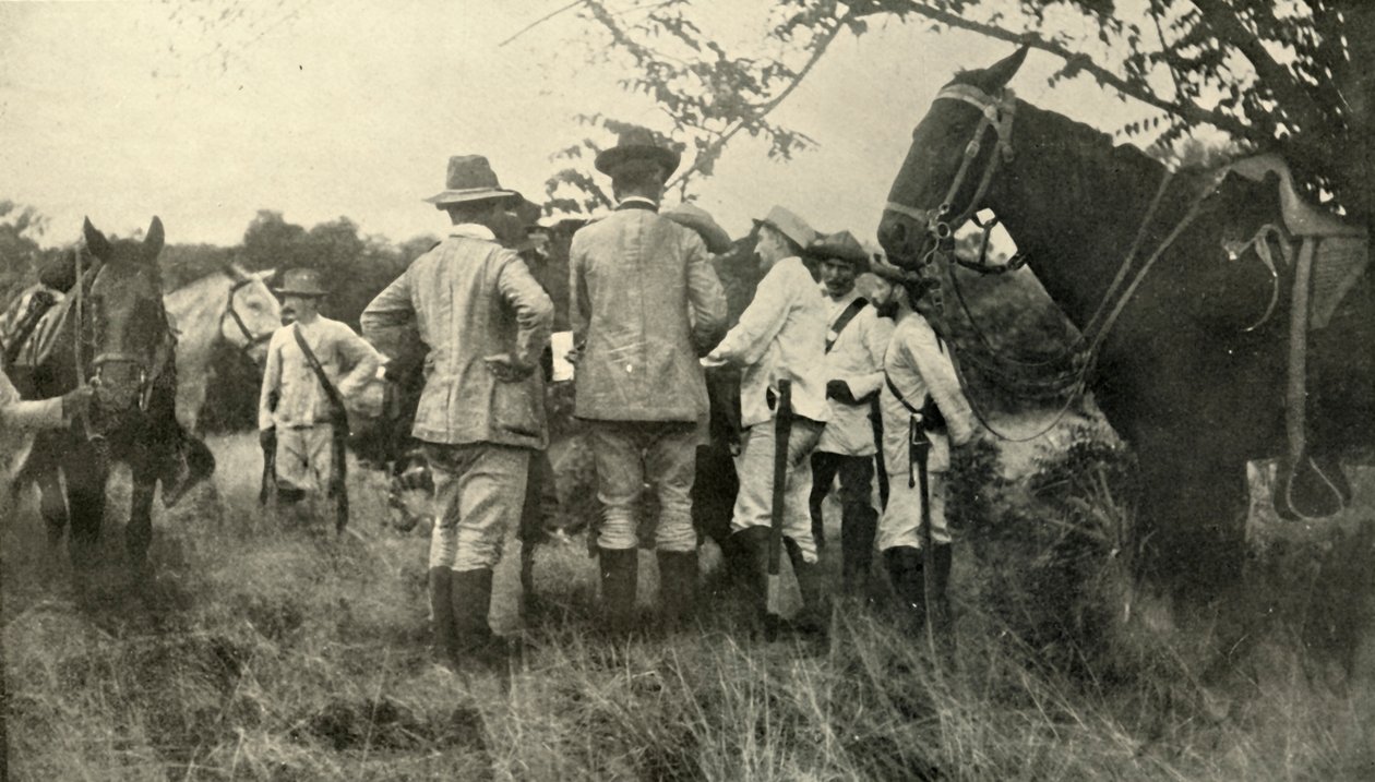 Lawton tábornok tanul a kubai tisztektől... június 30., spanyol-amerikai háború, 1898, 1899. alkotó: Burr McIntosh