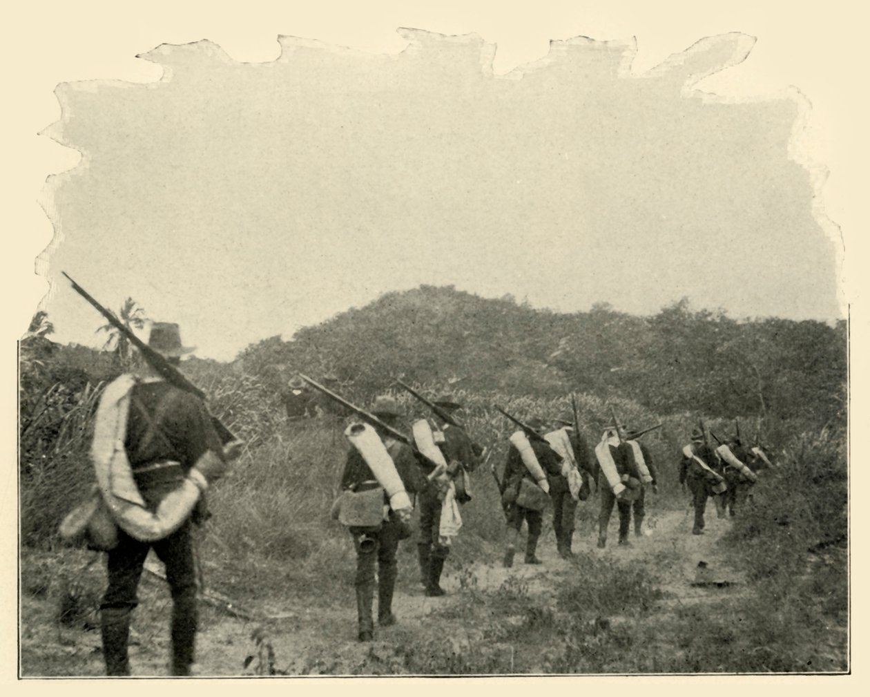 Útban az 1. és 10. Battlefieldtől a Rough Riders konfliktus helyszínéig, a hegyek felett alkotó: Burr McIntosh