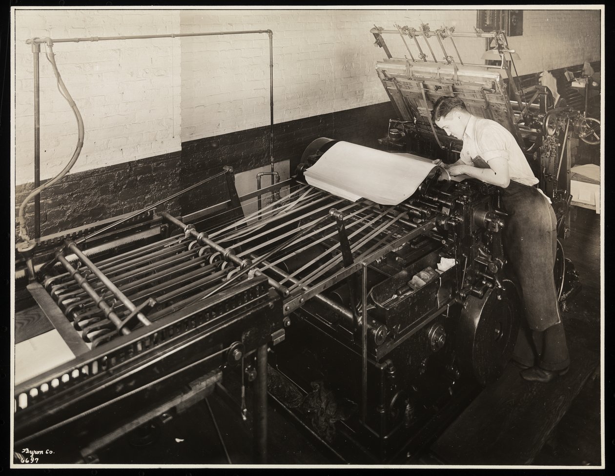 Nyomda az Unz und Co.-nál, 24 Beaver Street, New York, 1932 (ezüst zselatin nyomat) alkotó: Byron Company