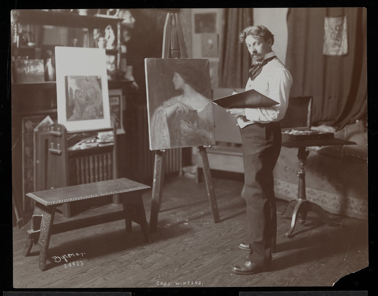 Charles Winter festménye műtermében, New York, 1907 (ezüst zselatin nyomat) alkotó: Byron Company