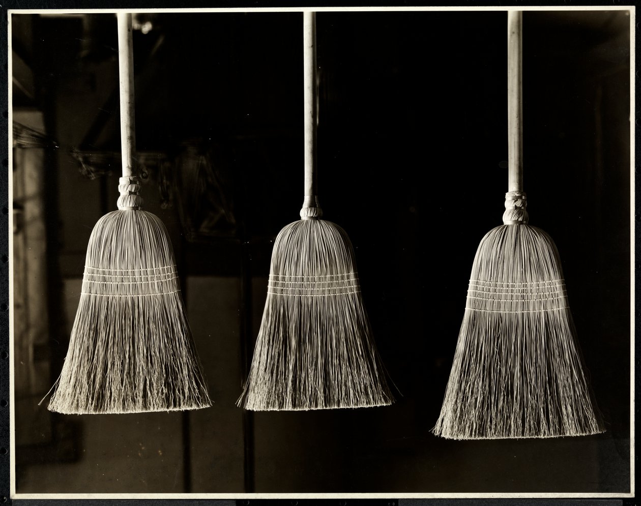 Közelkép három seprűről, amelyeket feltehetően a Bourne emlékmű építészei készítettek, New York, 1926 (ezüstzselatinos nyomat) alkotó: Byron Company