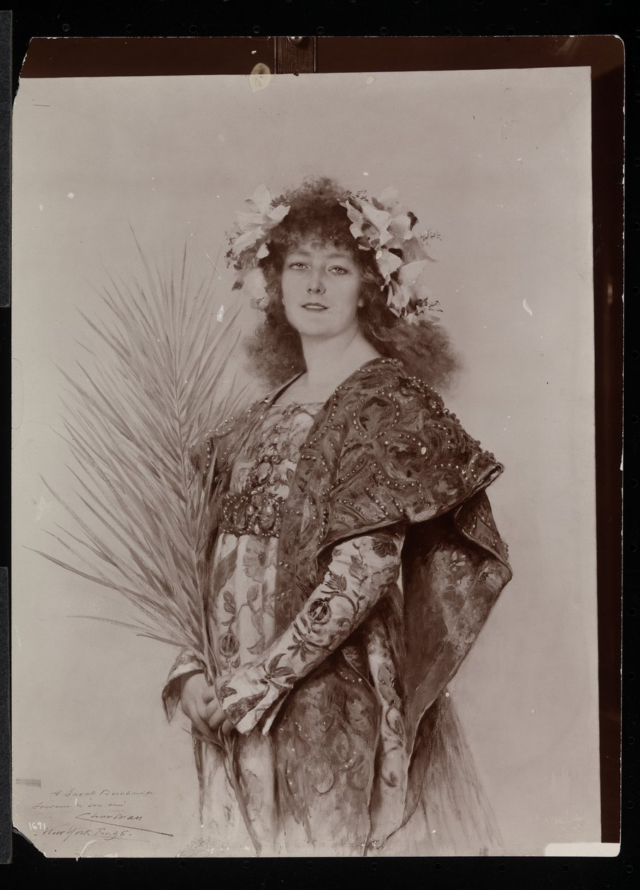 Sarah Bernhardt portréja Gismonda szerepében, 1895 vagy 1896 (ezüst zselatin nyomat) alkotó: Byron Company