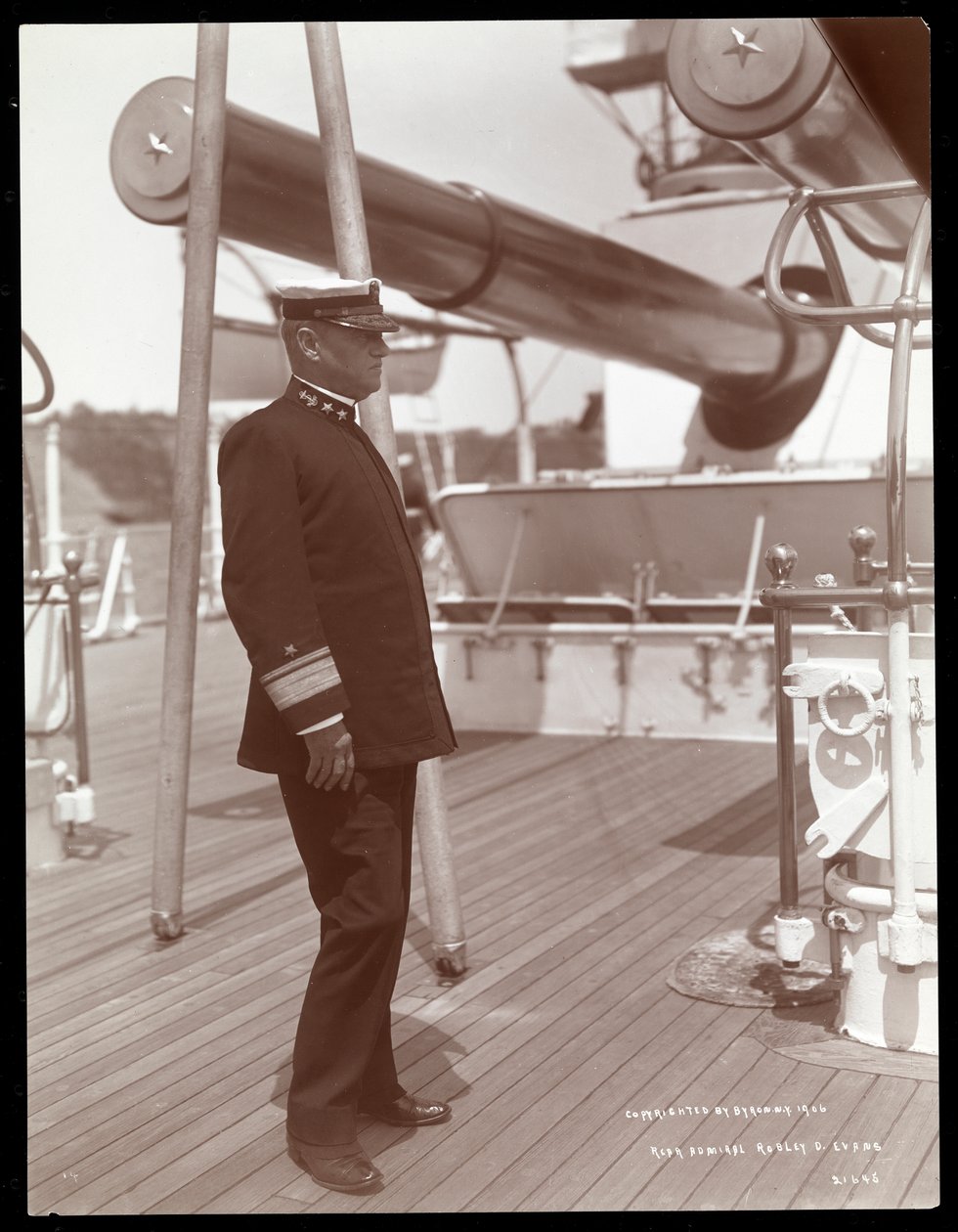 Robley Dunglison Evans ellentengernagy az U.S.S. fedélzetén Maine, 1906 (ezüst zselatin nyomat) alkotó: Byron Company